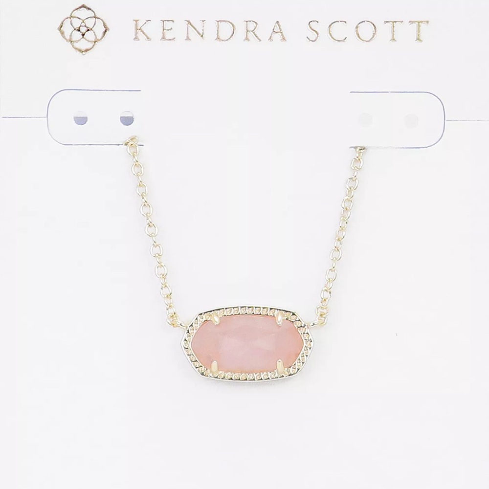 Kendra Scott Pink and Gold Necklace with Oval Pendant